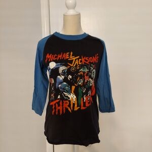 Michael Jackson's Thriller VIntage  Raglan Shirt - Black and Blue